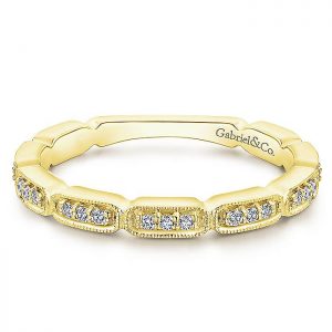 Regal Classic Style Lends Itself To 14K Yellow Gold With Diamonds Stackable Women's Ring