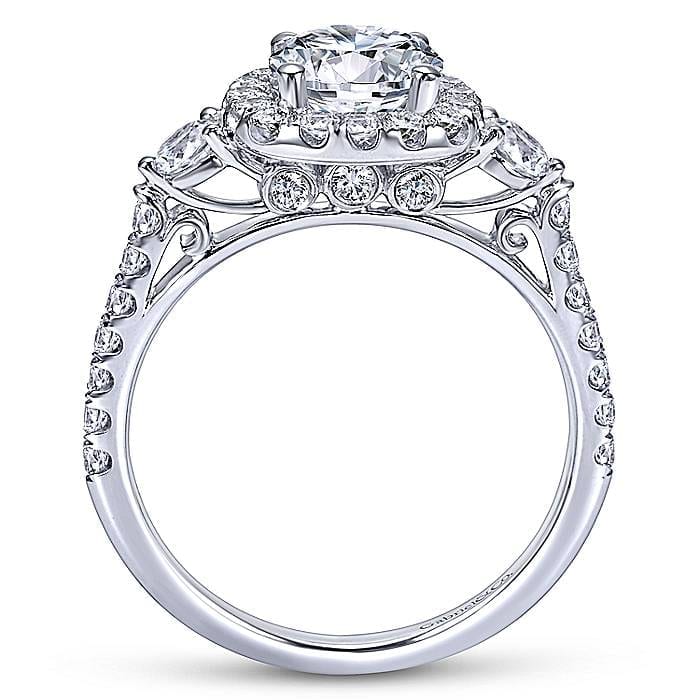 Blooming Floral Hints Surround Pave Diamond Band and Halo for 