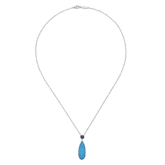 Sterling Silver Raindrop Pendant Necklace available in various colored stones