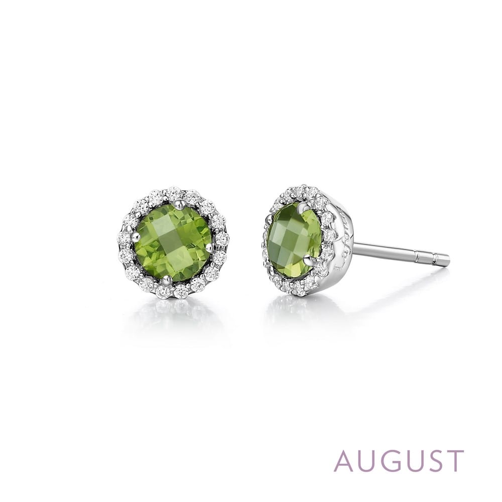 August - Peridot birthstone jewelry These halo stud earrings are