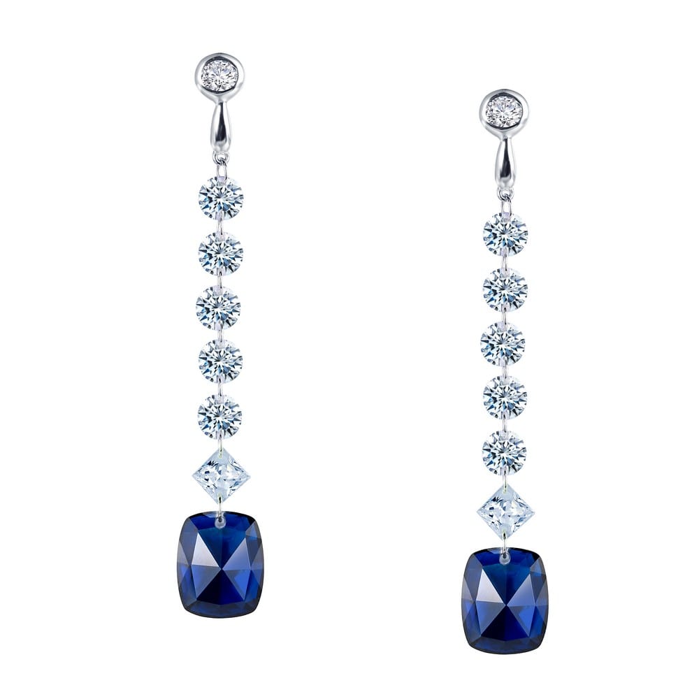 Lab Grown Diamond  Oval Created Sapphire Earrings in 14k Yellow Gold   Shop Online on Rogers  Hollands