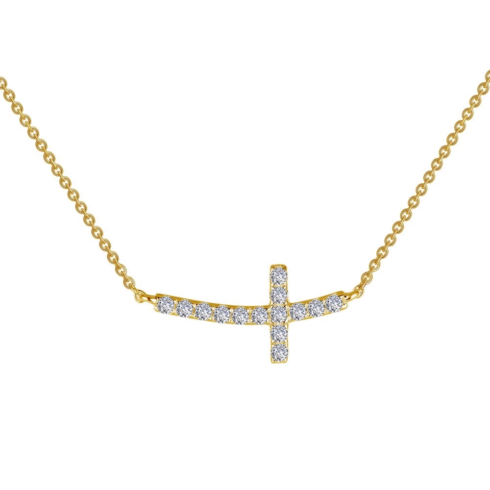 Lugaro 10k Yellow Gold 0.18ct Ruby &0.12 Cttw Canadian Diamond Sideways  Cross Necklace | The Pen Centre