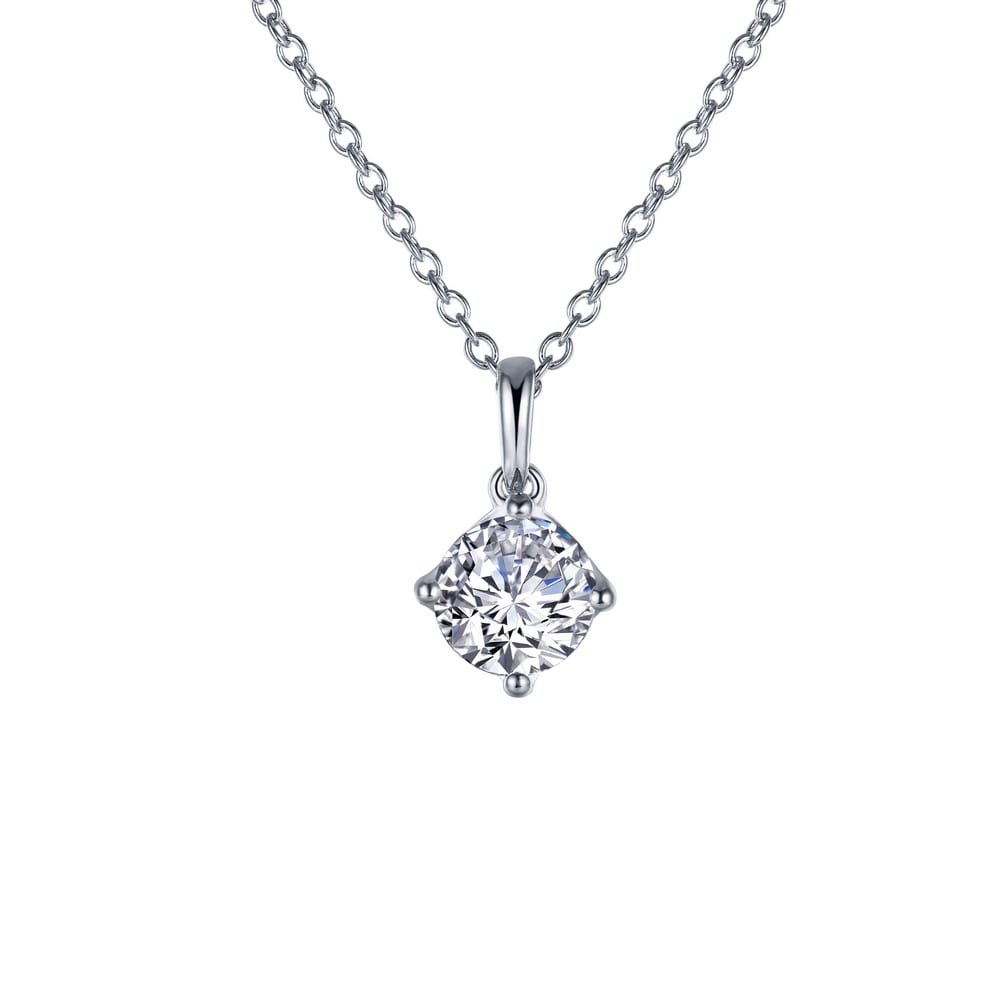 Prsim Jewel Prong Set Black Diamond Solitaire Pendant With Chain Sterling Silver 