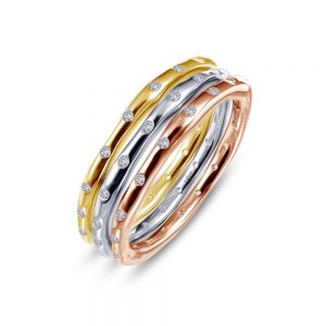 Tri-Color Stackable CZ Ring shops Set