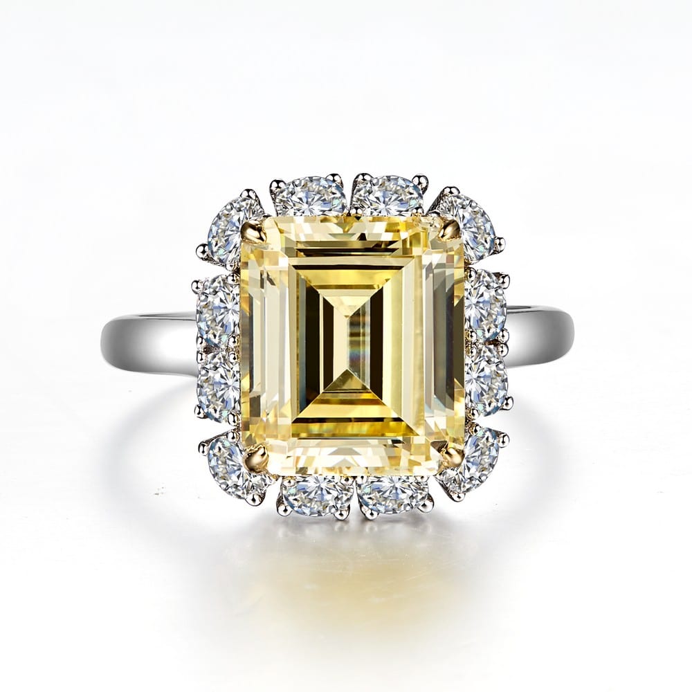 Emerald cut faux deals diamond ring