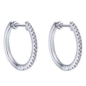 14k White Gold Diamond Classic Hoop Earrings EG10842W45JJ