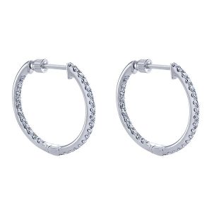14k White Gold Diamond Classic Hoop Earrings EG10856W45JJ