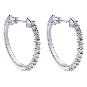 14k White Gold Diamond Classic Hoop Earrings EG12227W45JJ