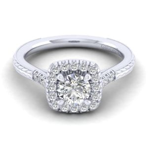 14K White Diamond Vintage Engagement Ring ER11292W44JJ