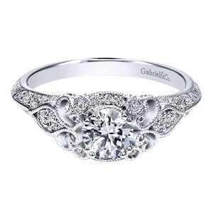14k White Gold Diamond Halo Engagement Ring ER11865R0W44JJ