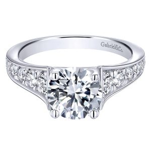 14k White Gold Diamond Straight Engagement Ring ER12278R6W44JJ