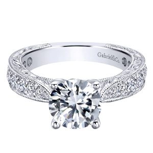 14k White Gold Diamond Straight Engagement Ring ER12287R6W44JJ