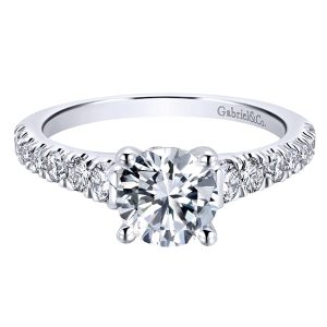 14k White Gold Diamond Straight Engagement Ring ER12298R4W44JJ