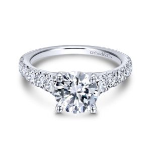 14K White Gold Round Diamond Engagement Ring ER12299R6W44JJ