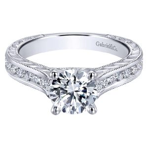 14k White Gold Diamond Straight Engagement Ring ER12304R4W44JJ