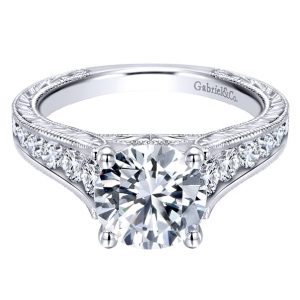 14k White Gold Diamond Straight Engagement Ring ER12308R6W44JJ