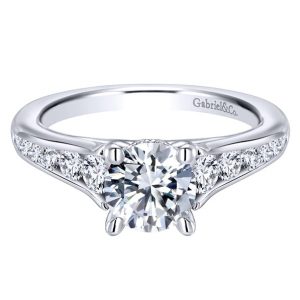 14k White Gold Diamond Straight Engagement Ring ER12325R4W44JJ