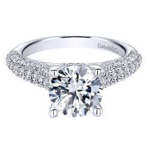 14k White Gold Diamond Straight Engagement Ring ER12329R8W44JJ