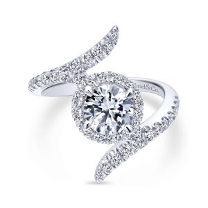 14K White Gold Round Halo Diamond Engagement Ring ER12590R4W44JJ