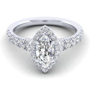 14K White Gold Marquise Halo Diamond Engagement Ring ER12765M4W44JJ