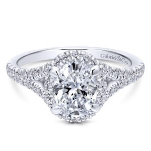 14K White Gold Oval Halo Diamond Engagement Ring ER12769O4W44JJ