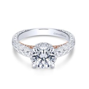 14K White and Rose Gold Round Diamond Engagement Ring ER13831R4T44JJ