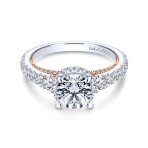 14K White and Rose Gold Round Diamond Engagement Ring ER13833R4T44JJ