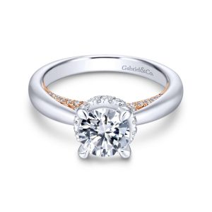14K White and Rose Gold Round Diamond Engagement Ring ER13836R4T44JJ