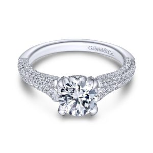 14K White Gold Round Diamond Engagement Ring ER13840R4W44JJ