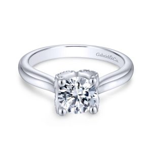 14K White Gold Round Diamond Engagement Ring ER13847R4W44JJ