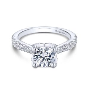 14K White Gold Round Diamond Engagement Ring ER13850R4W44JJ