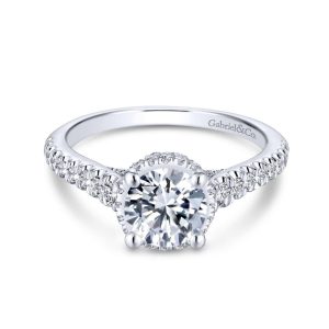 14K White Gold Round Diamond Engagement Ring ER13856R4W44JJ