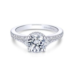 14K White Gold Round Diamond Engagement Ring ER13857R4W44JJ