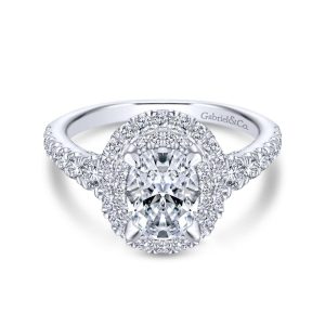 14K White Gold Oval Diamond Engagement Ring ER13862O4W44JJ