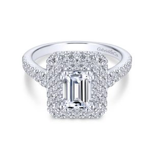 14K White Gold Emerald Cut Diamond Engagement Ring ER13866E4W44JJ