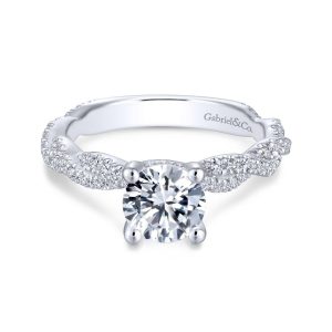 14K White Gold Round Diamond Engagement Ring ER13878R4W44JJ