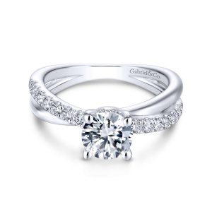 14K White Gold Round Diamond Engagement Ring ER13880R4W44JJ