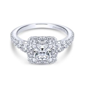 14K White Gold Princess Halo Diamond Engagement Ring ER13881S3W44JJ