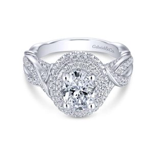 14K White Gold Oval Diamond Engagement Ring ER13887O4W44JJ