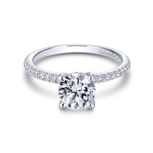 14K White Gold Round Diamond Engagement Ring ER13903R4W44JJ