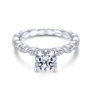 14K White Gold Round Diamond Engagement Ring ER13910R4W44JJ
