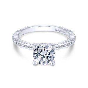 14K White Gold Round Diamond Engagement Ring ER13911R4W44JJ