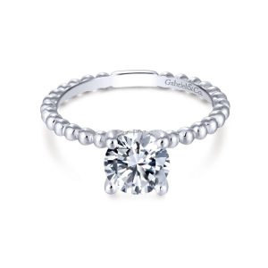 14K White Gold Round Diamond Engagement Ring ER13912R4W44JJ