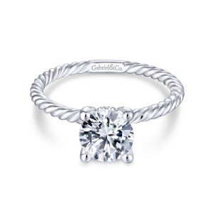 14K White Gold Round Diamond Engagement Ring ER13913R4W44JJ