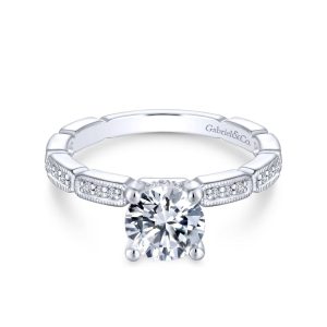 14K White Gold Round Diamond Engagement Ring ER13914R4W44JJ