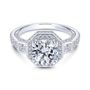 14K White Gold Round Diamond Engagement Ring ER13971R6W44JJ