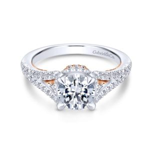 14K White and Rose Gold Round Diamond Engagement Ring ER13994R4T44JJ