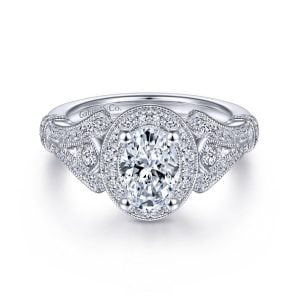 14K White Gold Diamond Vintage Engagement Ring ER14306W44JJ