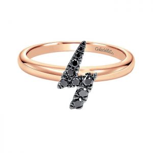 14k Pink Gold Black Diamond Stackable Ladies' Ring LR50545K4JBD