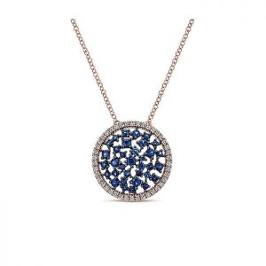 14k Pink Gold Diamond And Sapphire Fashion Necklace NK4906K45SA